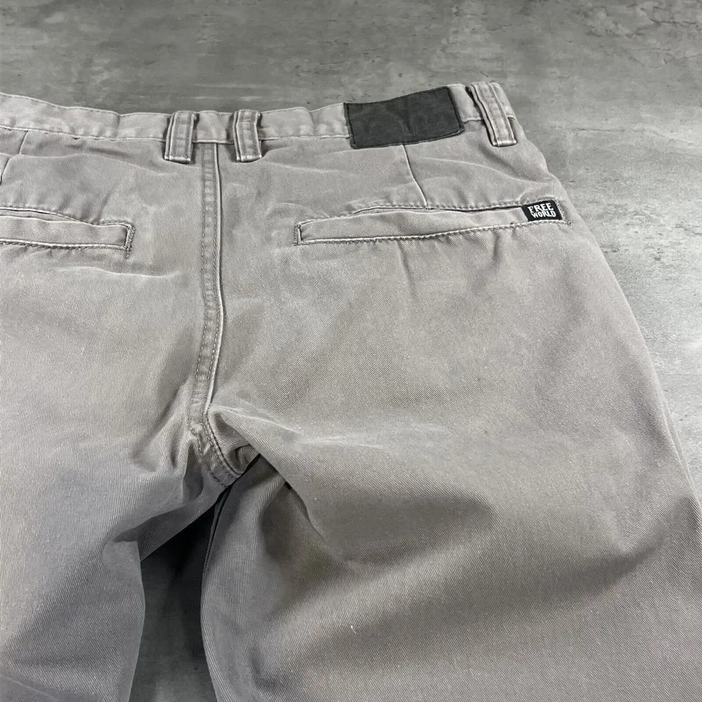 Free World‎ Pants Men 30x31 Gray Chino Trouser Straight Leg Skate Grunge Minimal